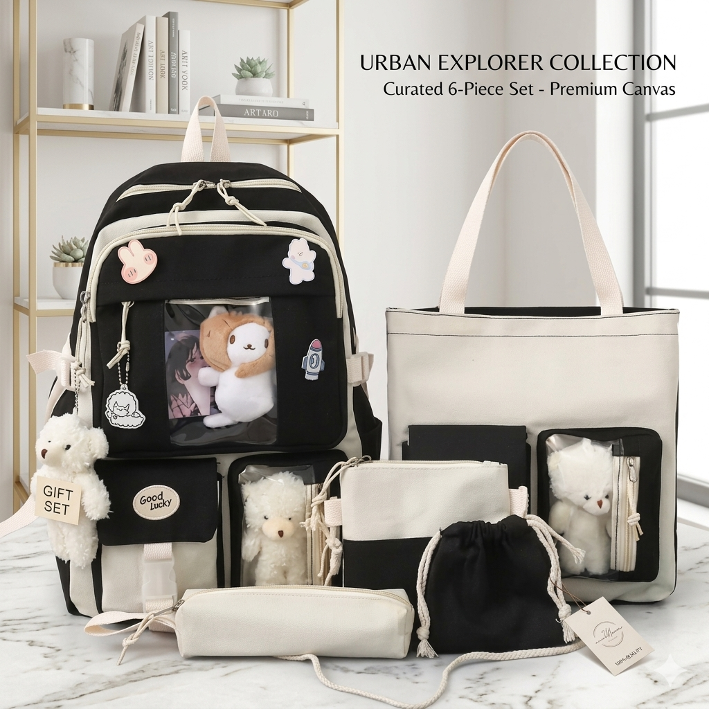 The Minimalist: 5Pcs Girls School Backpack Set