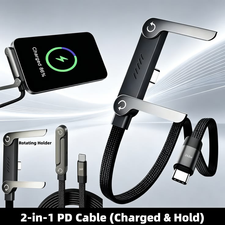 2-In-1 Data Cable With Stand — Charge, Sync &amp; Display