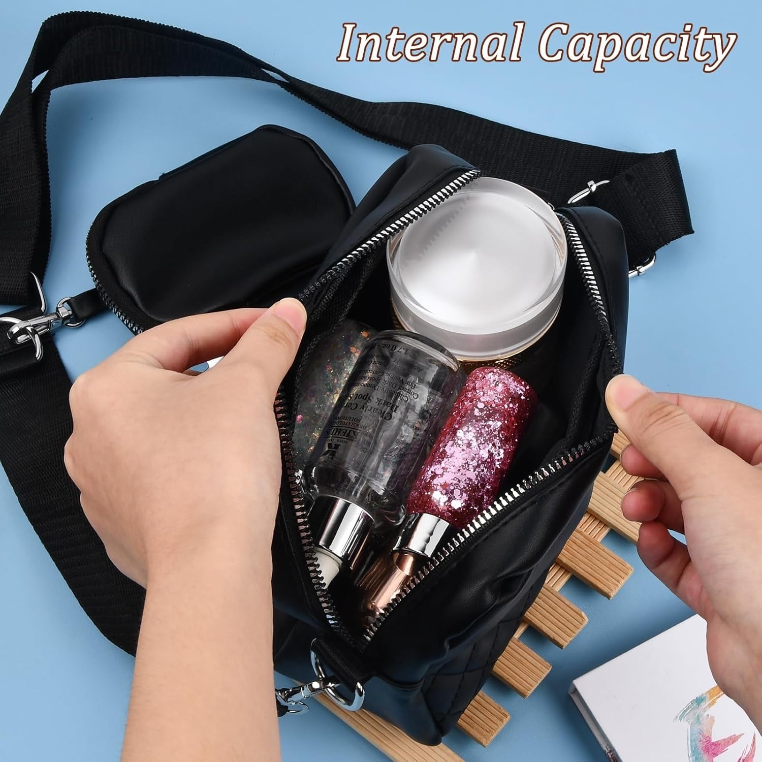 2-in-1 Quilted PU Leather Crossbody Bag With Mini Pouch | Removable Strap Women Shoulder Bag | Black