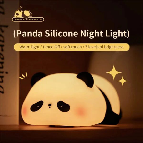 Cute Panda Silicone Night Light | 3-Level Brightness Touch Lamp
