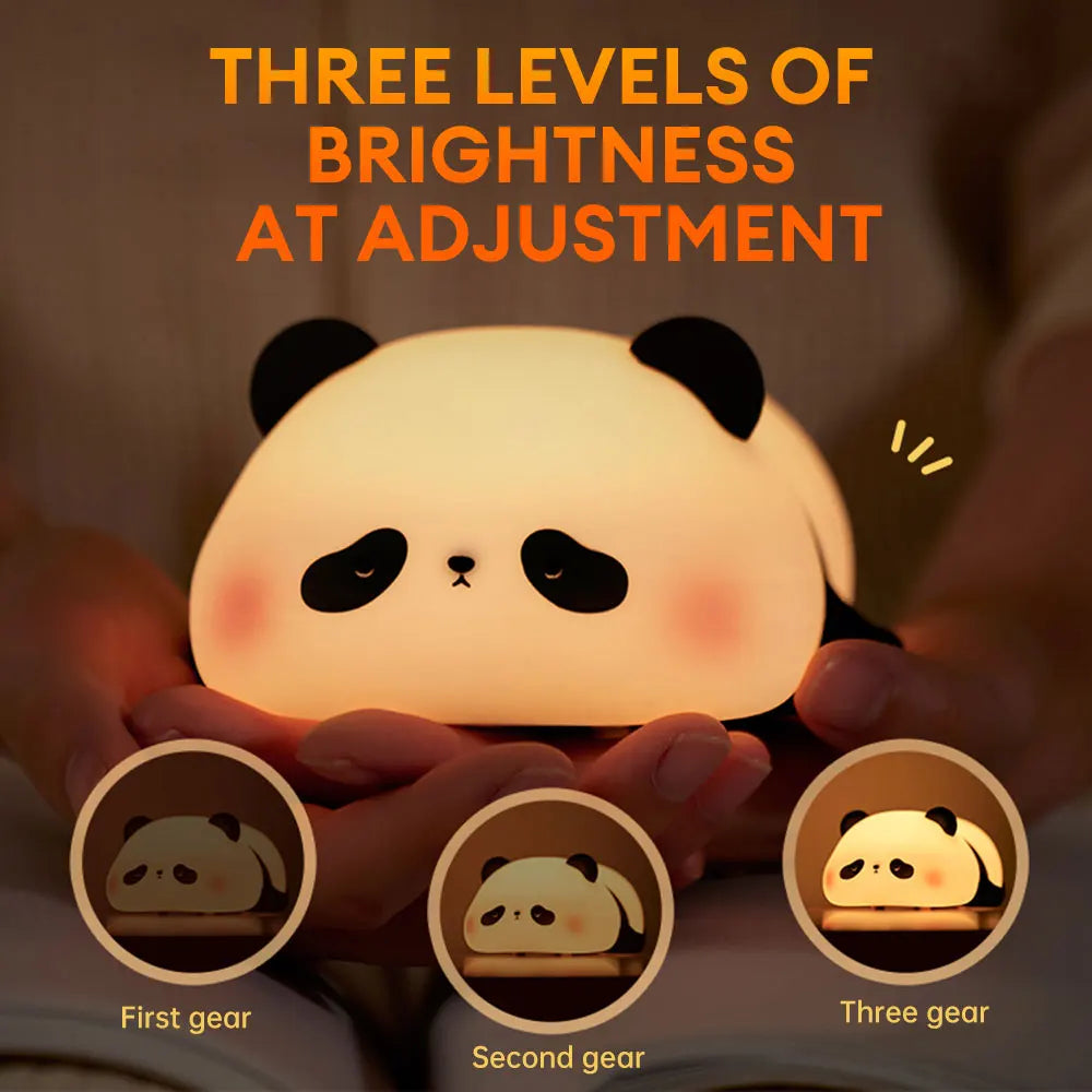 Cute Panda Silicone Night Light | 3-Level Brightness Touch Lamp