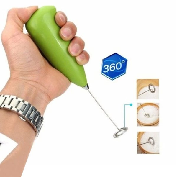 360° Electric Milk Frother Handheld | Foam Maker For Coffee, Latte & Cappuccino | Green