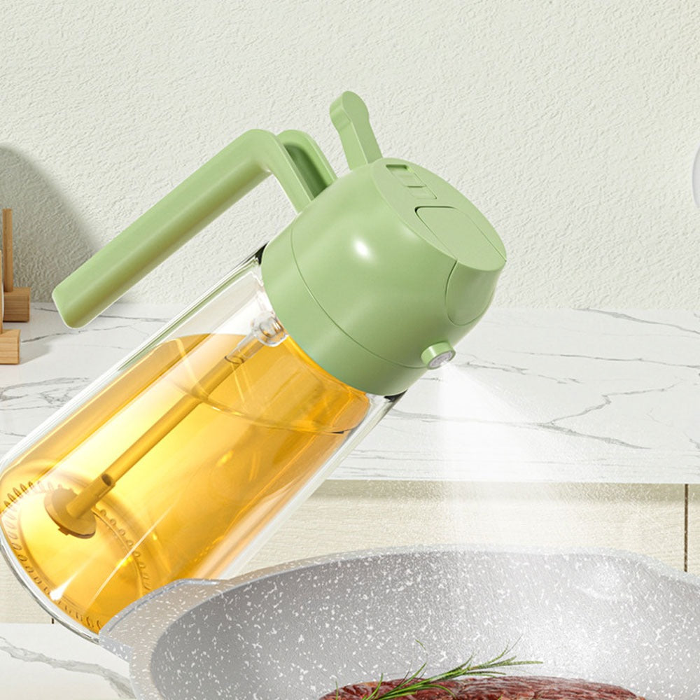 2-in-1 Auto Open Oil Dispenser & Spray Bottle | Glass Oil Pourer For Kitchen Cooking