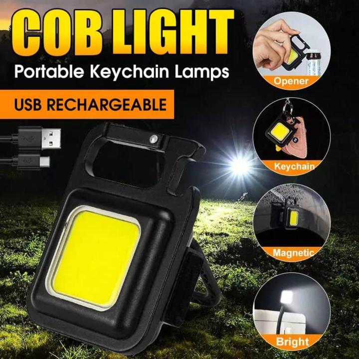 COB LED Rechargeable Keychain Light – Mini Flashlight with Bottle Opener