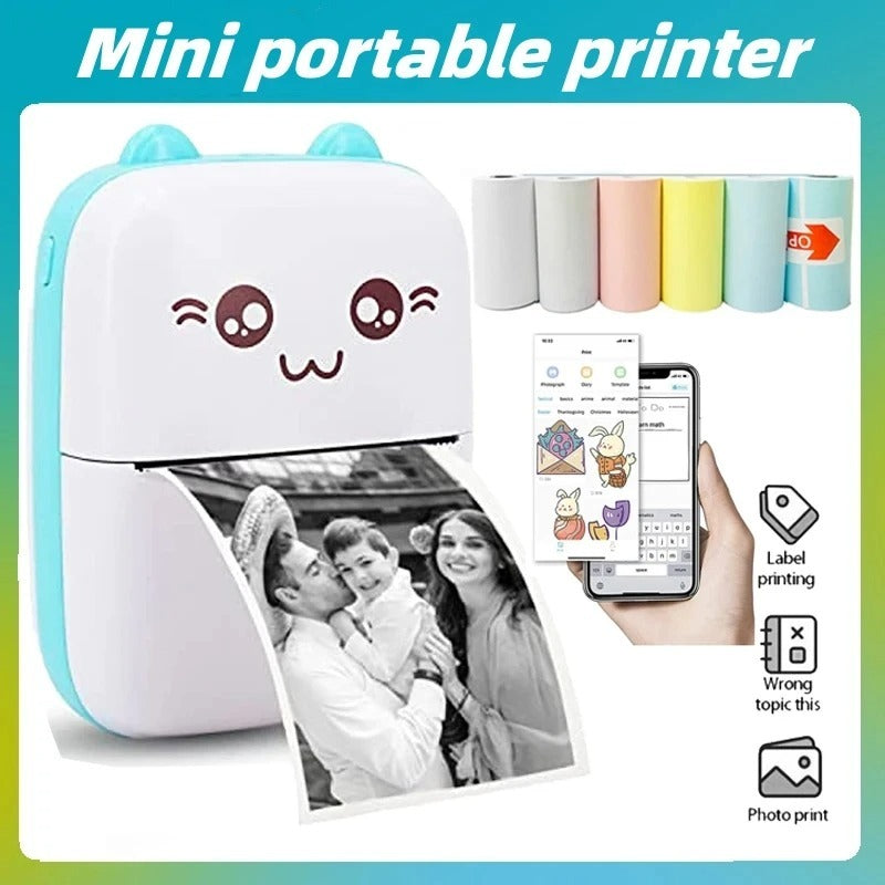 Mini Portable Bluetooth Thermal Printer with Paper Rolls
