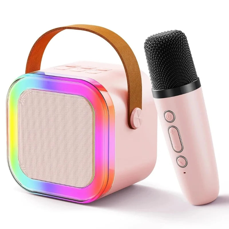 Mini Karaoke Speaker with Wireless Microphone – RGB LED Bluetooth Speaker