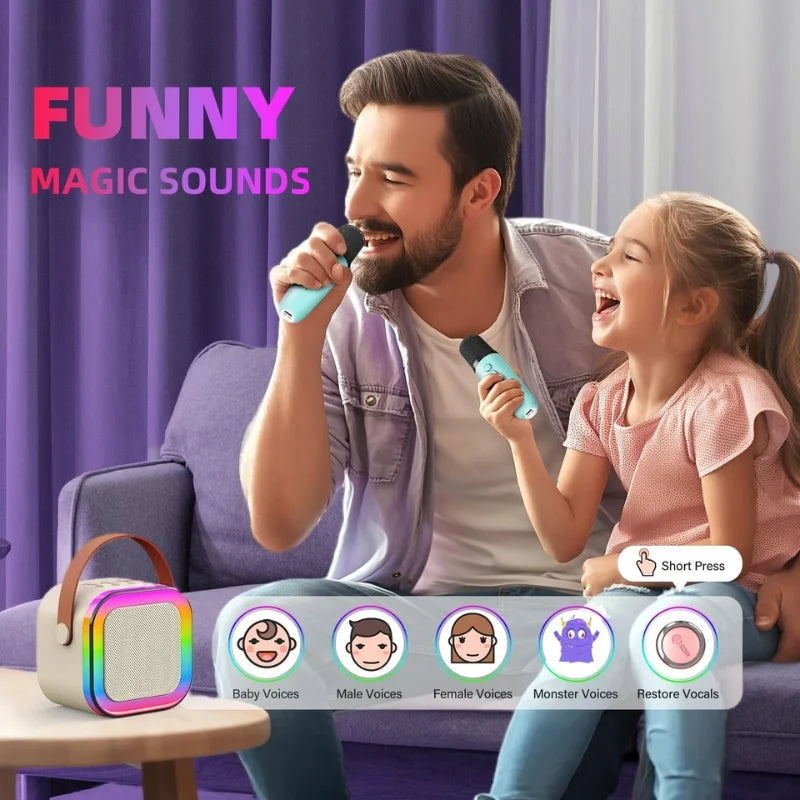 Mini Karaoke Speaker with Wireless Microphone – RGB LED Bluetooth Speaker