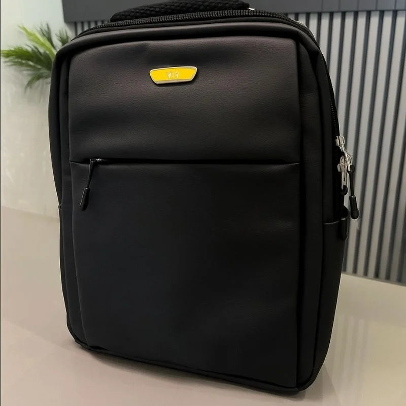 Premium Leather Laptop Backpack – Black